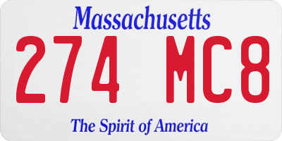 MA license plate 274MC8