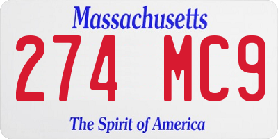 MA license plate 274MC9