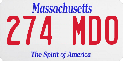 MA license plate 274MD0