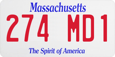 MA license plate 274MD1