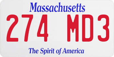 MA license plate 274MD3