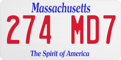 MA license plate 274MD7