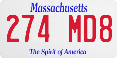 MA license plate 274MD8