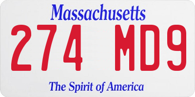 MA license plate 274MD9