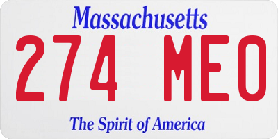 MA license plate 274ME0