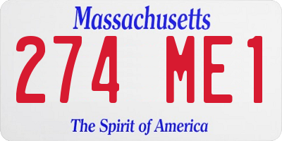 MA license plate 274ME1