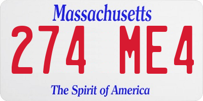 MA license plate 274ME4