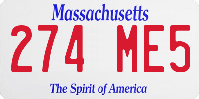MA license plate 274ME5