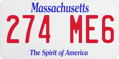 MA license plate 274ME6