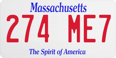 MA license plate 274ME7
