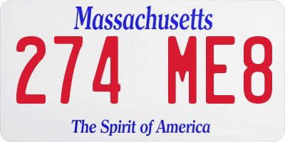 MA license plate 274ME8