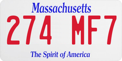 MA license plate 274MF7
