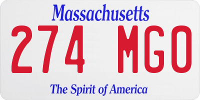 MA license plate 274MG0