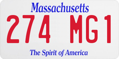 MA license plate 274MG1