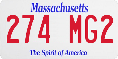 MA license plate 274MG2