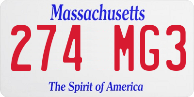 MA license plate 274MG3