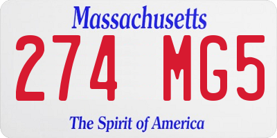 MA license plate 274MG5