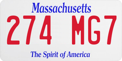 MA license plate 274MG7