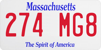 MA license plate 274MG8