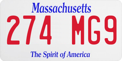 MA license plate 274MG9