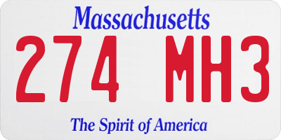 MA license plate 274MH3