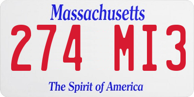 MA license plate 274MI3