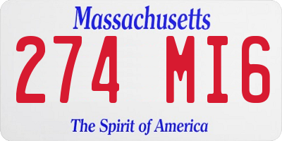 MA license plate 274MI6