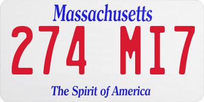 MA license plate 274MI7