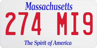 MA license plate 274MI9