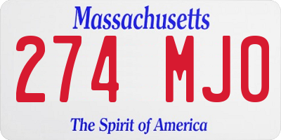 MA license plate 274MJ0