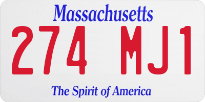 MA license plate 274MJ1