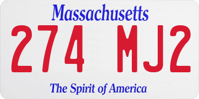 MA license plate 274MJ2