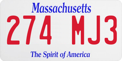 MA license plate 274MJ3