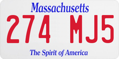 MA license plate 274MJ5