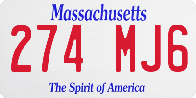 MA license plate 274MJ6