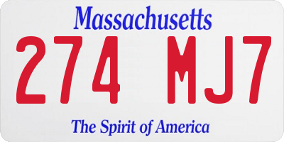 MA license plate 274MJ7