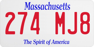 MA license plate 274MJ8