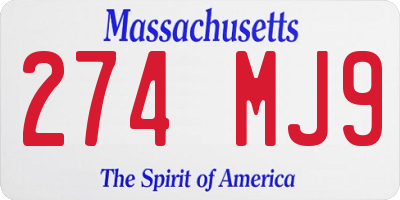 MA license plate 274MJ9