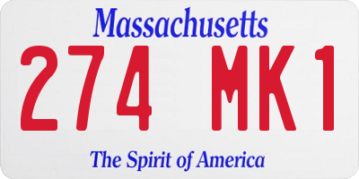 MA license plate 274MK1