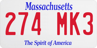 MA license plate 274MK3