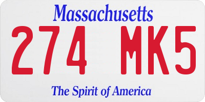 MA license plate 274MK5