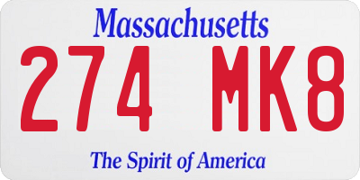 MA license plate 274MK8