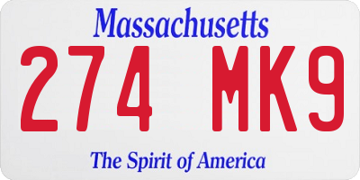 MA license plate 274MK9