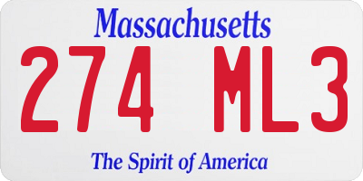 MA license plate 274ML3