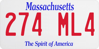 MA license plate 274ML4