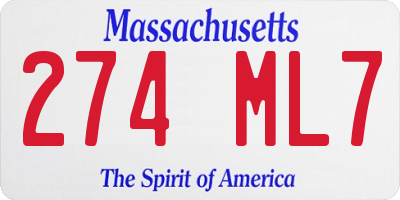 MA license plate 274ML7