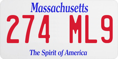 MA license plate 274ML9