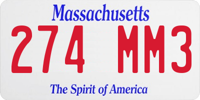 MA license plate 274MM3