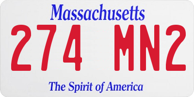 MA license plate 274MN2