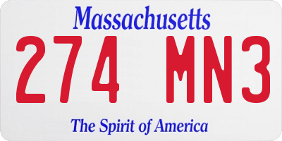 MA license plate 274MN3